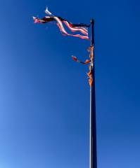 American Torn Flag Flying